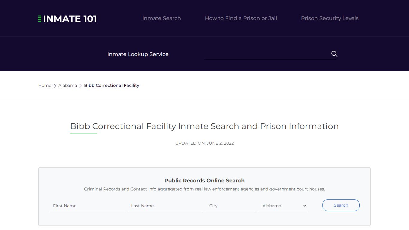Bibb Correctional Facility Inmate Search, Visitation ...